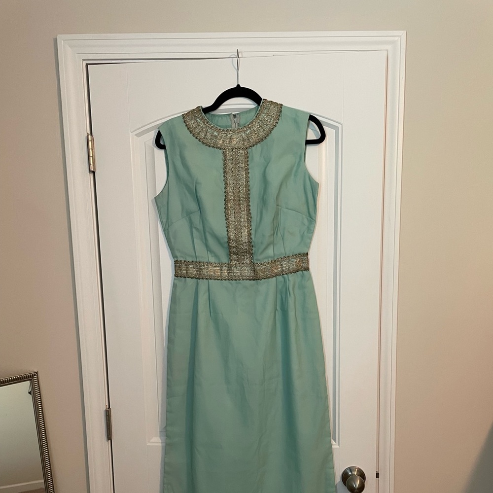 Vintage Teal Blue Evening Dress